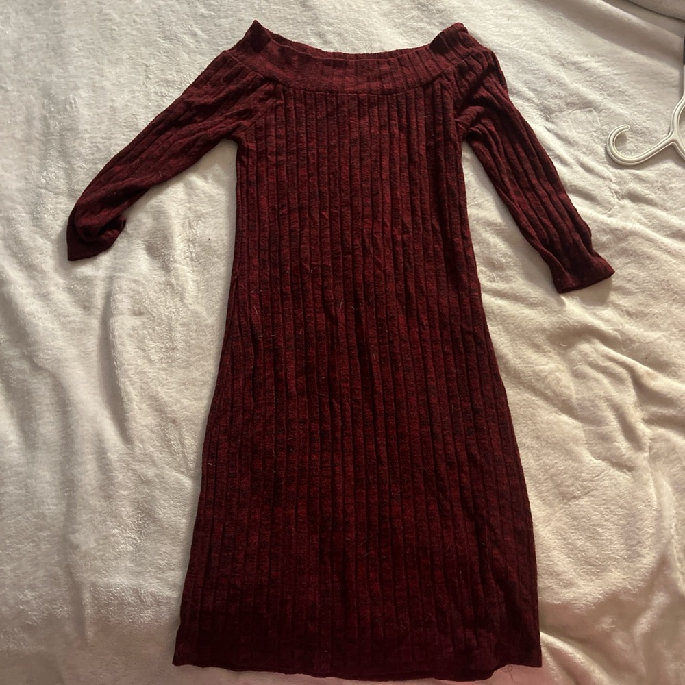 Allison Brittney Burgundy Long Sleeve Dress